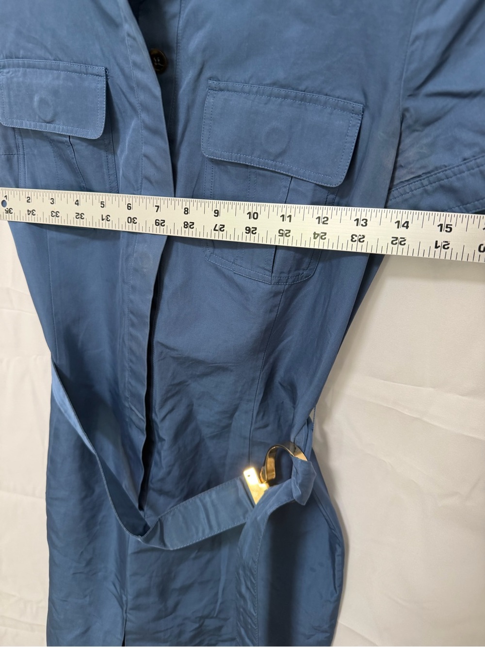 Carolina Herrera Blue Short-Sleeve Midi Shirt Dress - Picture 4 of 10
